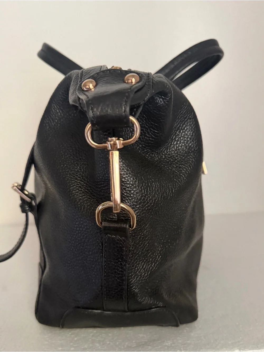 Ora Delphine Adele Satchel in black pebbled leather